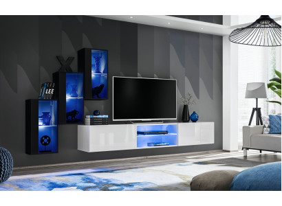 Uusi Musta Seinäkalu 3x Kaappi TV-teline Moderni Setti